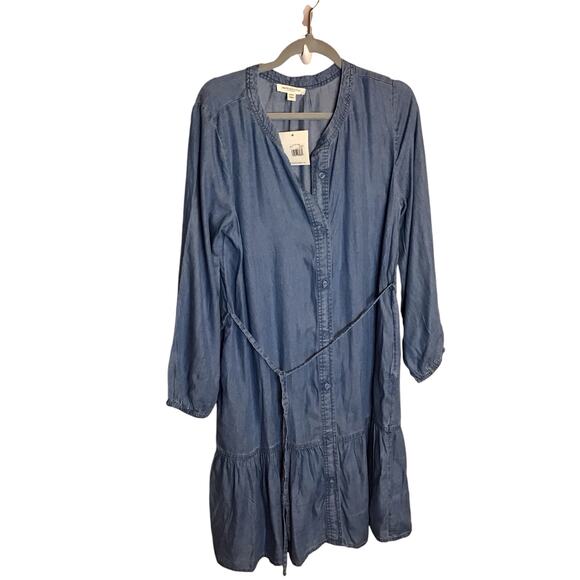 BeachLunchLounge Denim Dress Women Sz. Medium  NWT Blue Beachy  Coverup Boho - Picture 1 of 6
